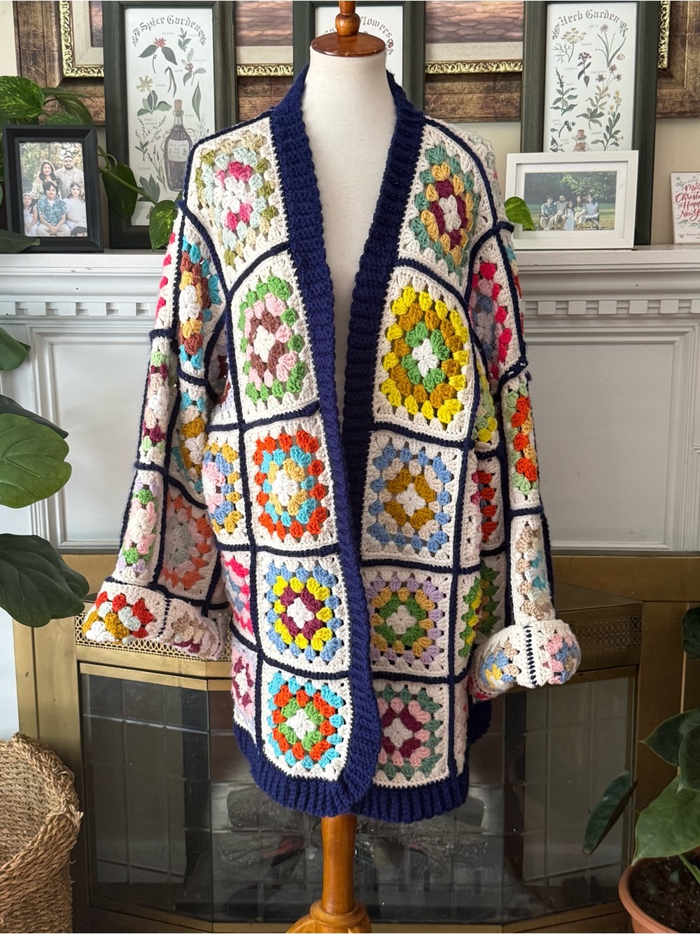 Handmade Granny Square Crochet Sweater